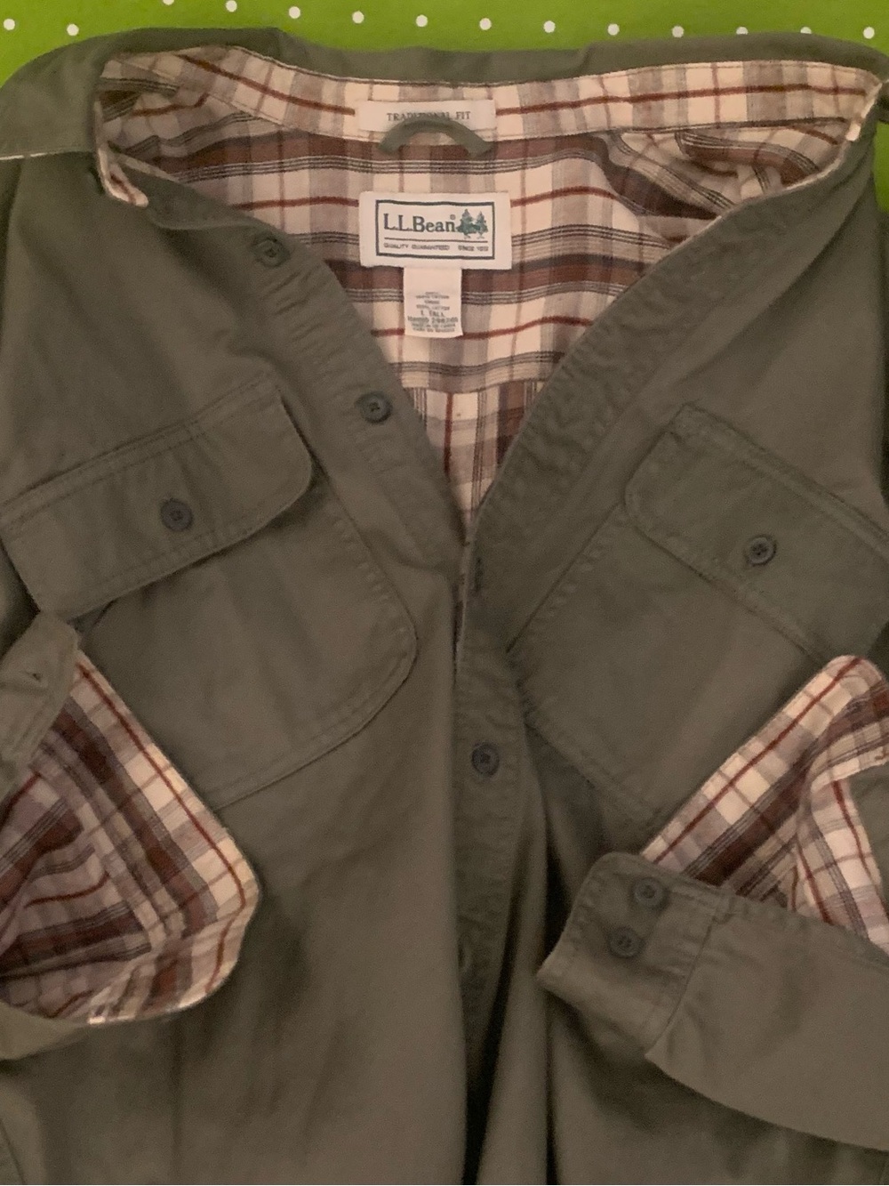 LL BEAN Heavy Cotton Flannel Lined Fall/Spring Outdoor Shirt/Jacket